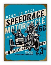 Speed Race Motorcycle Side Car Racing Metal Garage Sign Shed
