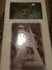 Beautiful Cascading 3 pc. Pale Blue Roses Clay Bridal Bouquet, Free Gift 