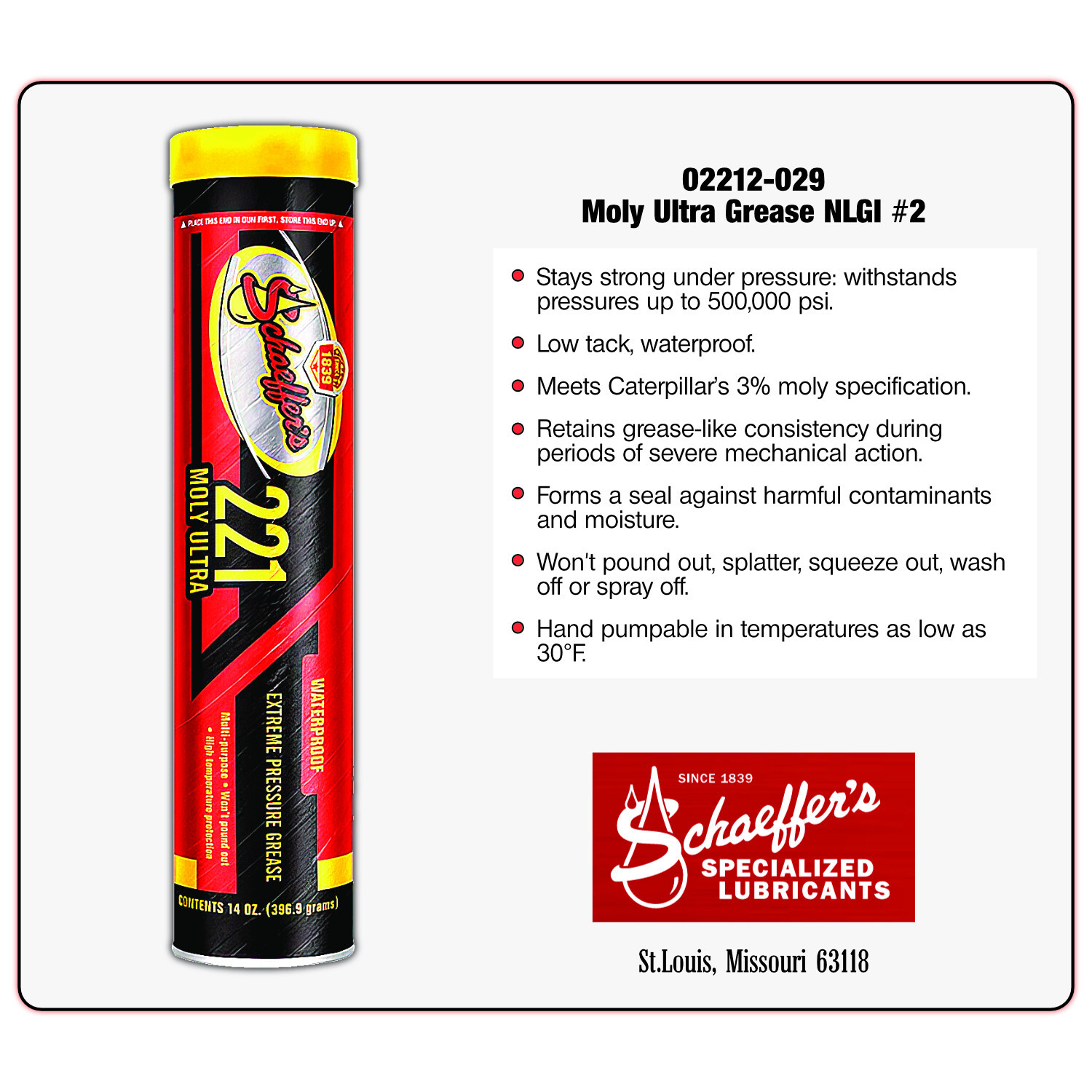 Schaeffer 221029S Moly Ultra EP Grease NLGI 1 (1Tube) eBay