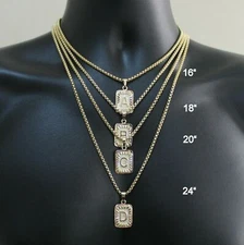 Yellow Gold Plated Stainless Steel Initial Letter A-Z Pendant Necklace Box Chain