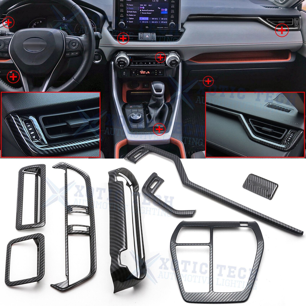 8pcs Carbon Fiber Interior Decoration Cover Trim Combo For Toyota