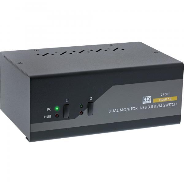 InLine Switch KVM Desktop , 2 porte, Dual Monitor, HDMI, 4K, USB 3.0, Audio
