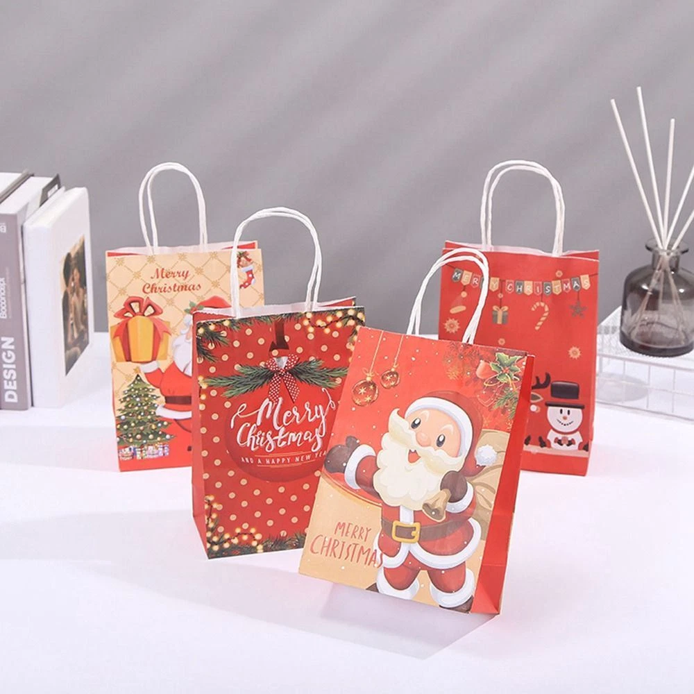 5pcs Snowflakes Christmas Paper Bag Kids Favors Food Packaging Merry Christmas