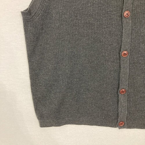 Eddie Bauer Gray 100% Merino Wool Button Vest Cardigan XL Grandpa - Picture 4 of 9
