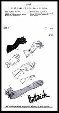  BUTTERICK 8167 GLOVES Fabric Sewing Pattern Women's Vintage 40's Size 7