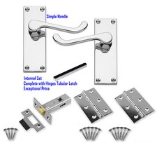 Victorian Scroll Lever Latch Door Handles Polished Chrome Internal Set 