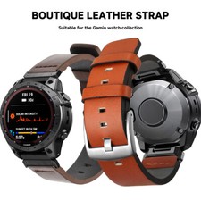 Premium Leather Band For Garmin Fenix 7 7X Pro 6X 5X Plus Forerunner 965