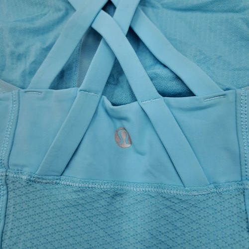 Canotta Lululemon donna blu energia corsa palestra yoga pannello rete reggiseno integrato - Foto 7 di 10