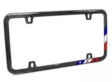 Real Black Carbon Fiber USA Amercan Flag Sports Stripe Slim License Plate Frame