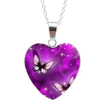 New solid Butterfly Heart Crystal Pendant Necklace For Women Gift Wedding chain