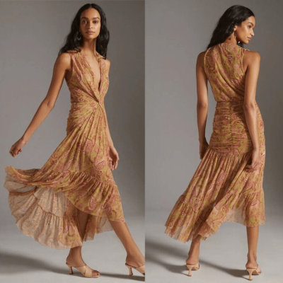 Anthropologie MISA Mesh Midi Dress Ava Dress Vintage Paisley Anthropologie MISA Mesh Midi Dress Ava Dress Vintage Paisley