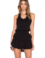LoveShackFancy Tiered Scoop Neck Racerback Mini Dress Black Beach Swim Size 1
