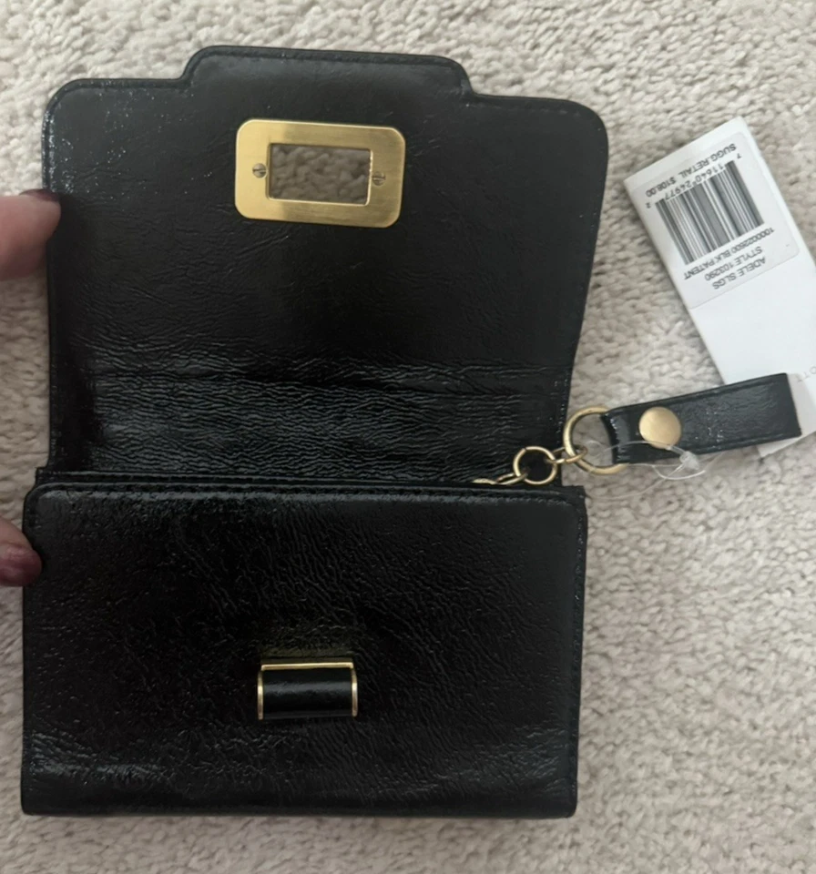 Cartera de cuero tejido charol negro Elliot Lucca nueva con etiquetas $108 Foto 4 de 4