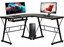 l shaped desk office computer glass corner desk with keyboard tray