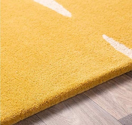 Hand Tufted Designer Area Rug| Yellow White| Bedroom Living room| Energetic look - Picture 4 of 6