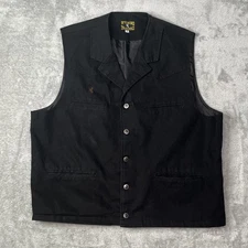 Wyoming Traders Vest Mens XXL Black Button Up Western Cowboy Rodeo Cotton Canvas