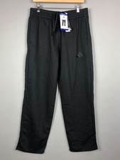Adidas Straight Fleece Sweatpants Mens L Black Pull On Drawstring Pockets NWT