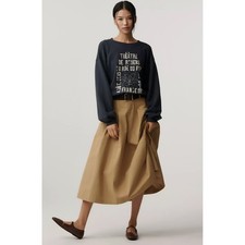 Pilcro Anthropologie Navy Graphic Crewneck The Niki Bubble Sweatshirt size small