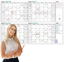Large Dry Erase Calendar - 4 Months Undated Wall Calendar Dry Erase, 52" X 36  ,