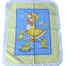 VINTAGE MOTHER GOOSE QUILTED BABY BLANKET Cottage Grandma