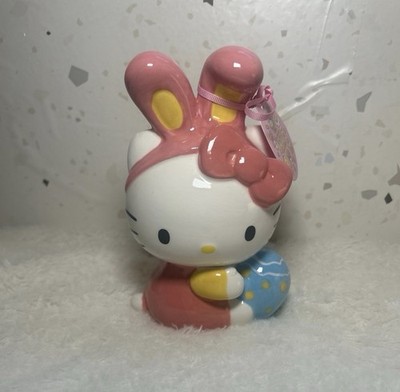 Blue Sky Sanrio Hello Kitty Easter Pink Bunny Ceramic Figurine w/ Egg