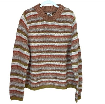 Faherty Mixed Yarn Sweater Ridgewood Stripe Size XL Alpaca Cotton Knit Retro