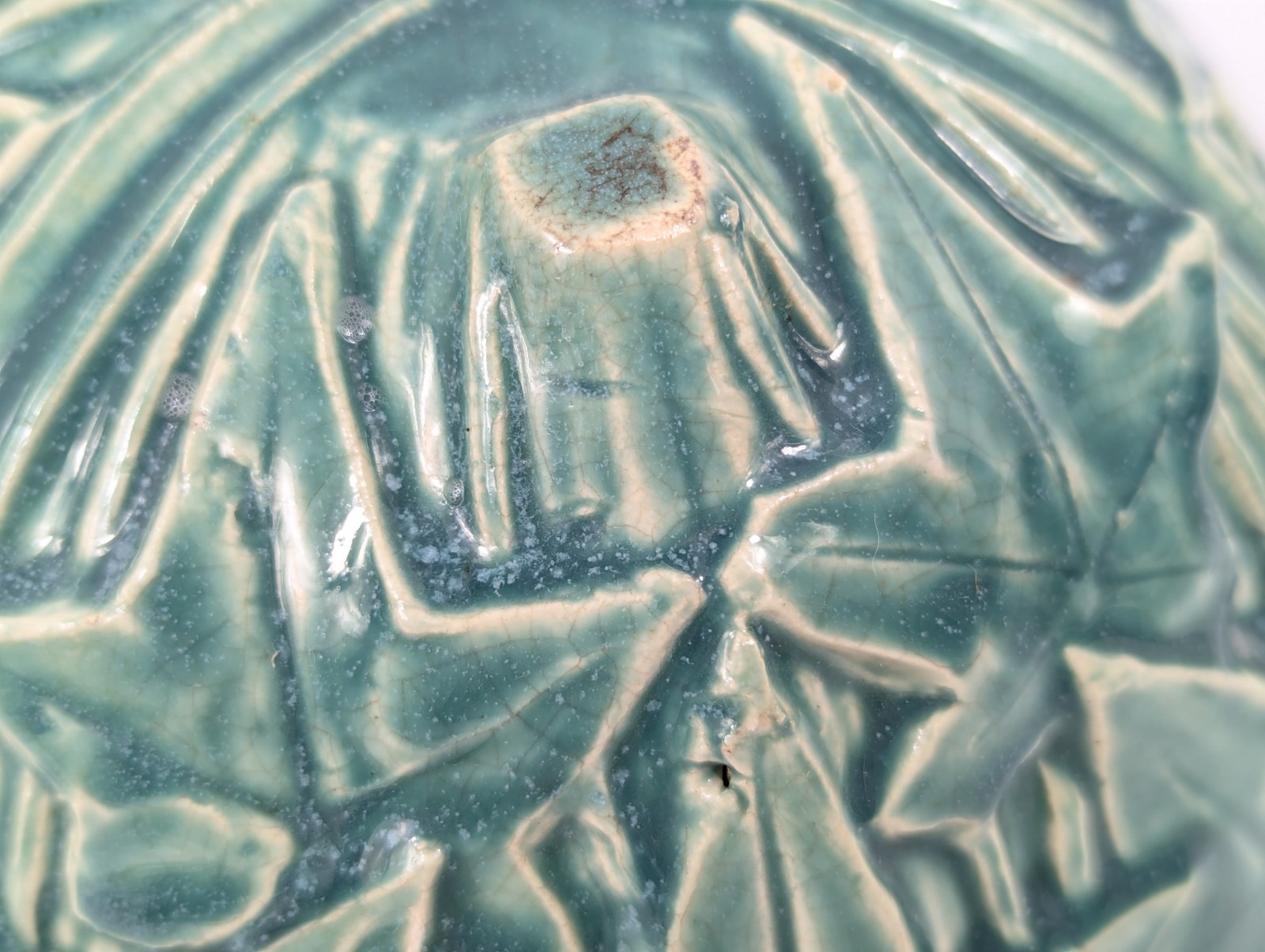 (2) Vintage McCoy Unmarked Pottery Ivy Turquoise Basket Planters 3 Footed