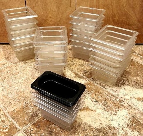 LOT OF 27 NSF COMMERCIAL 4" 6 PAN AND 9 PAN FOOD STORAGE CONTAINERS ~ EUC