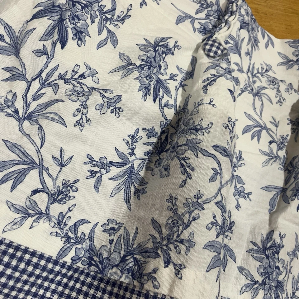 Xadrez floral American Living Valance azul Ralph Lauren 47x28” vaso sanitário em camadas - Imagem 2 de 4