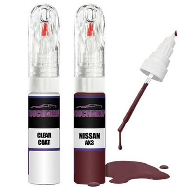 Lackstift für NISSAN NEW RUBY RED AX3 + Klarlack Pinsel Kratzer Fix Kit