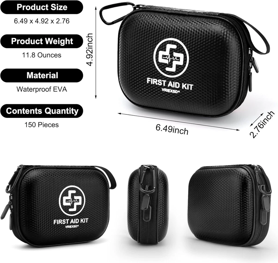 Mini First Aid Kit - 150 Piece Small Waterproof Hard Shell Medical Kit for Home, - Image 2 of 4