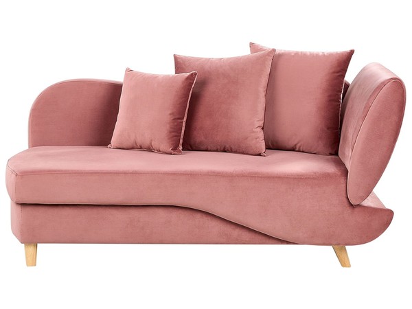 Chaiselongue Samt Rosa Rechtsseitig Mit Stauraum Kissen Modern Meri II-image