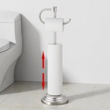 Toilet Paper Holder Stand for Floor, Brushed Nickel Bathroom Standing Toilet