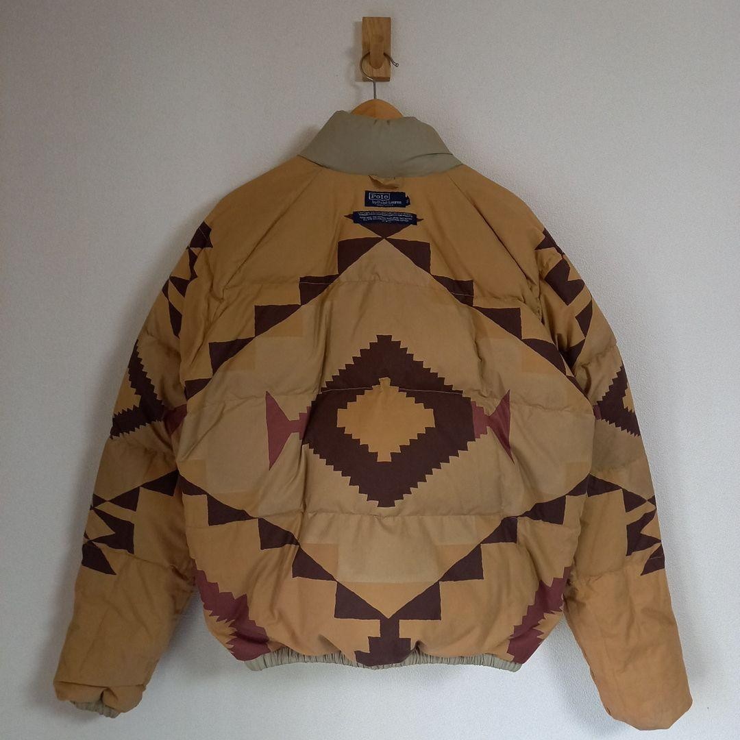 Vintage Polo Ralph Lauren Indian Head Down Puffer Jacket Beige Men's Size S Used image 9
