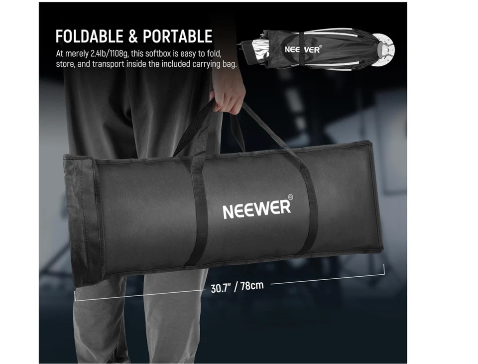 NEEWER 35.4'' Octagonal Softbox, Quick Release Parabolic Soft Box with Bowens Mo - Image 2 of 4