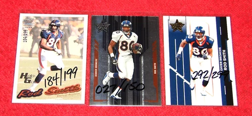 ROD SMITH DENVER BRONCOS SERIAL NUMBERED PARALLEL LOT 3 DIFFERENT CARDS (FP#1)