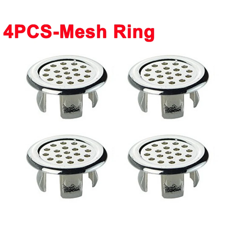 Angoily 4-Pack Rectangular Zinc Alloy Sink Overflow Hole Covers – Gold Finish, 2.16" X 0.75" X 0.71", Tool-Free Installation – For Bathroom And Kitchen Basins