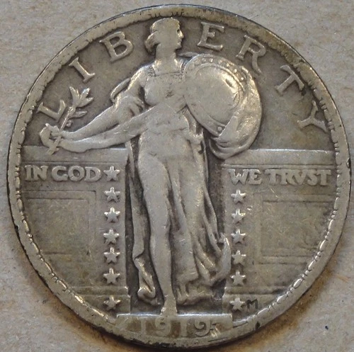 1919 Standing Liberty Quarter 25c Borderline VF as Pictured L3