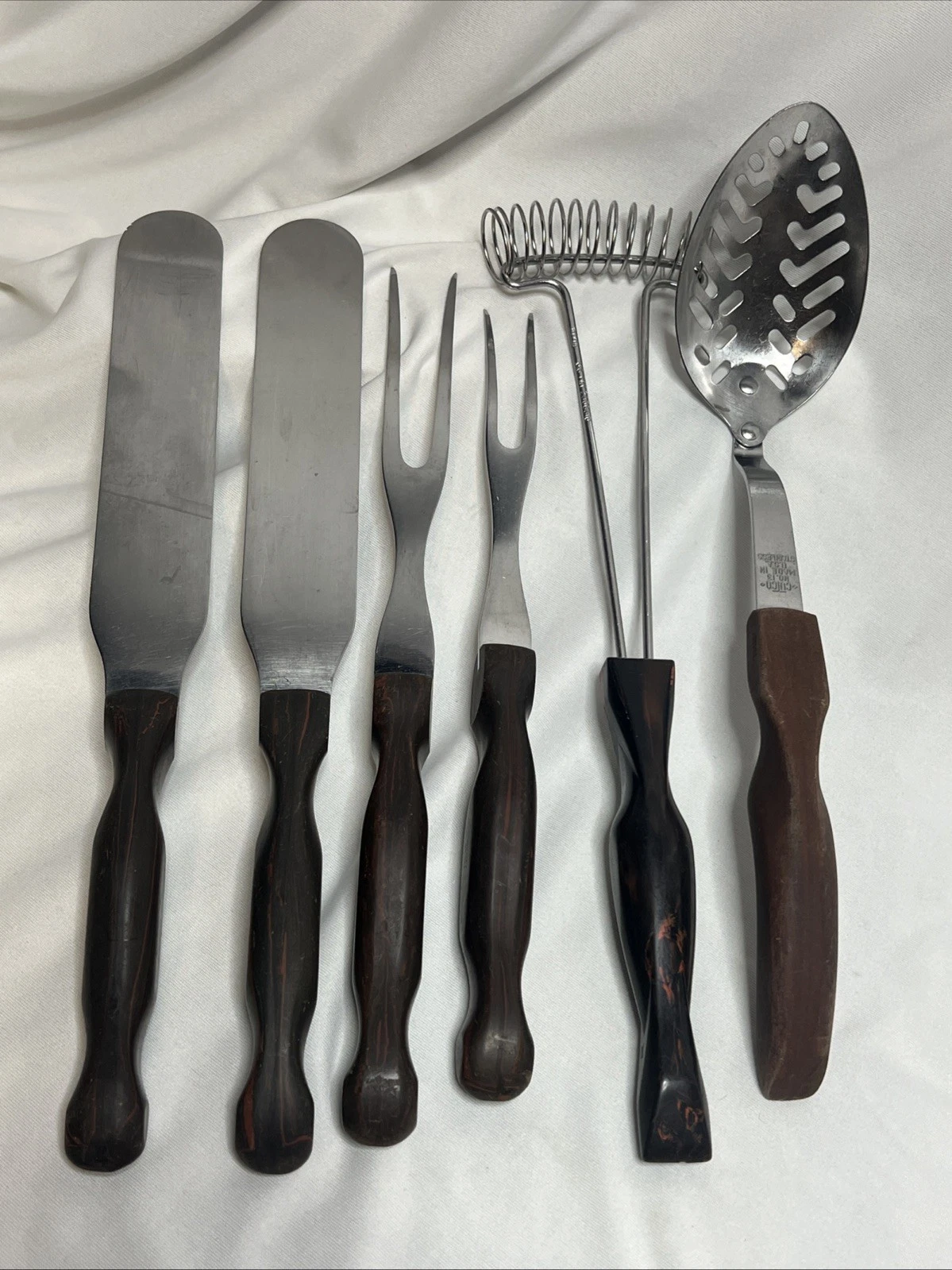 Cutco Utensil Lot of 6 Carving Forks Cake Spatula Whisk Slotted Spoon Mixed