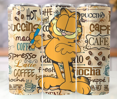 Cartoon Cat Coffee 20oz Stainless Steel Tumbler   Funny Retro Coffee Mug
