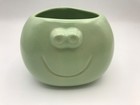 VINTAGE CELERY GREEN STONEWARE SMILEY FACE WHALE PLANTER 7" — photo 3