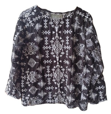 Rare Kyla Seo Olive Velvet Embroidered Top Long Sleeve Boho Artisan India Small