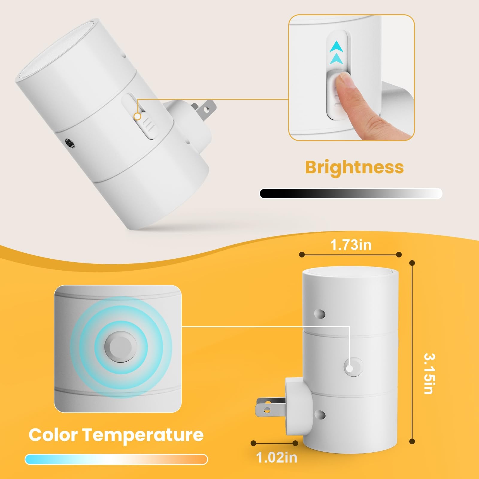 Night Lights Plug into Wall, Dimmable LED Nightlight with Dusk to Dawn Light ...