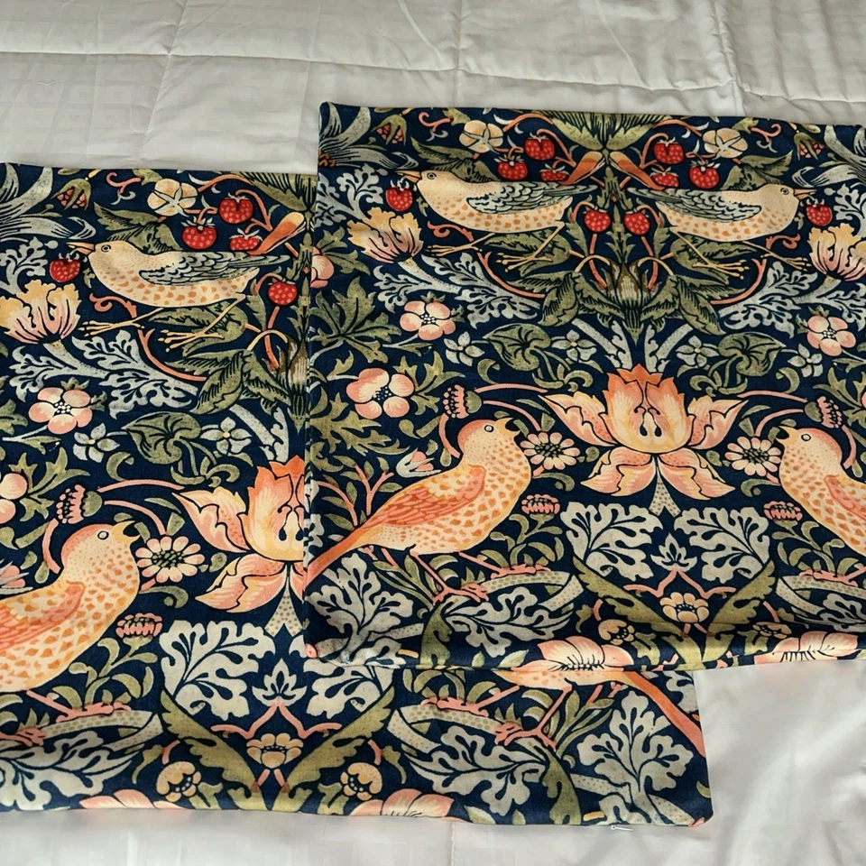(2)William Morris Handmade Strawberry Thief Pillow Covers 24X24 Velvety Soft EUC - Image 3 of 4