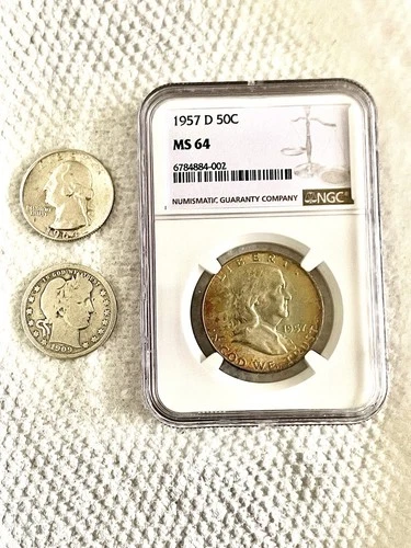 Us Silver Coins Lot Franklin Half Dollar NGC Ms64.. Washington.barber Quarter