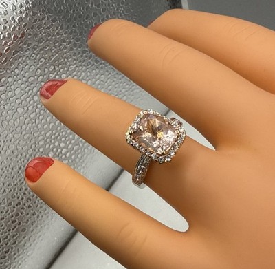 72%off Amazing Quality 18k Quality 5 Carat Pink Morganite & NATURAL Diamond Ring