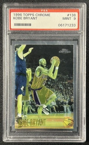 KOBE BRYANT PSA 9 1996-97 TOPPS CHROME #138 ROOKIE RC LAKERS 1233