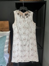 Adrianna Papell Womens Beige Sleeveless Jeweled Roundneck Dress Size 6. Lined