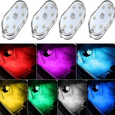 4Pcs Wireless LED Lights for Car Interior,7 Colors Ambient Lighting Car