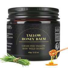 Beef Tallow for Skin, Tallow and Honey Balm for Face, Organic Grass-fed Beef